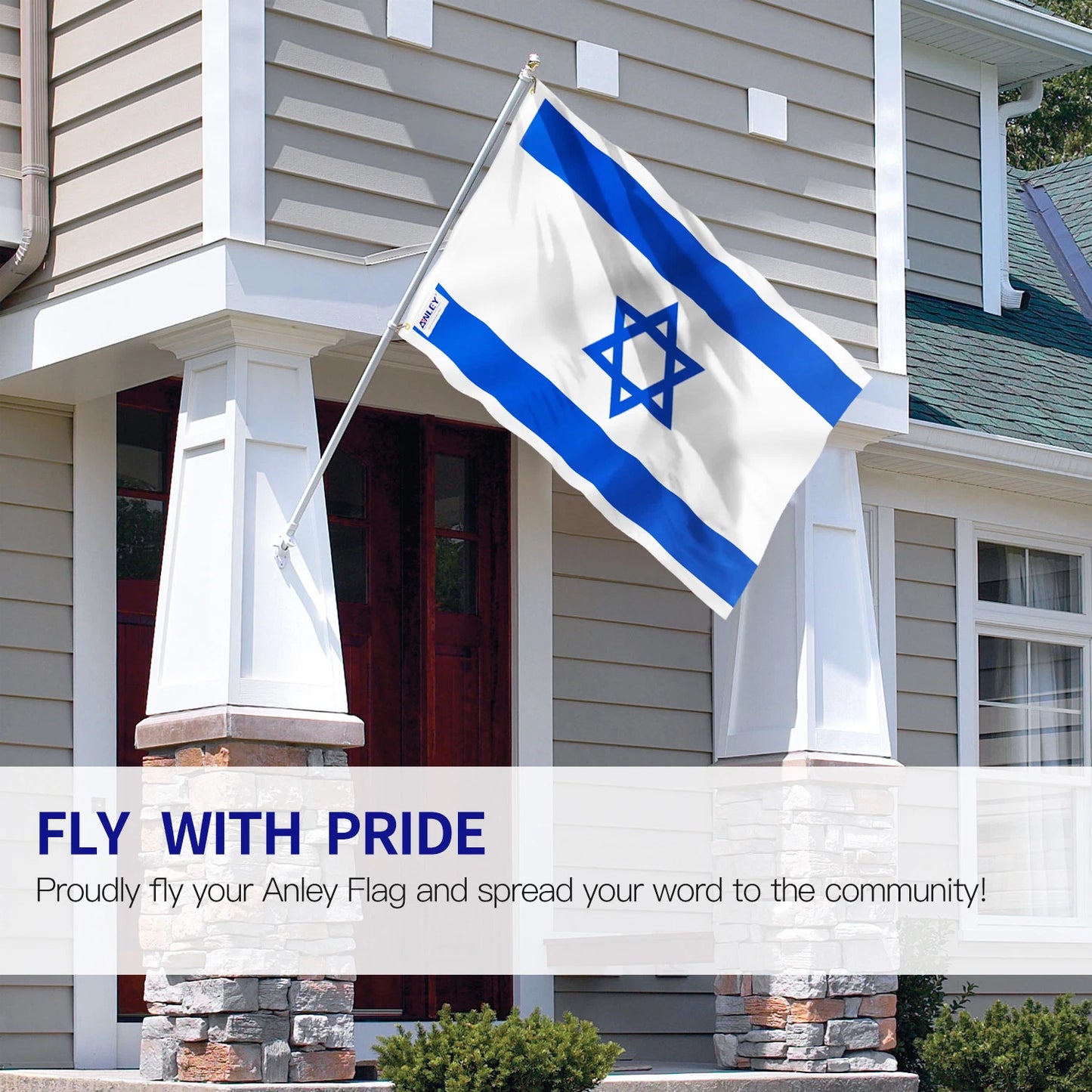 FLAG Anley Fly Breeze 3×5 ft Israel Flag – Israeli National Flag Lightweight Polyester | Fade-Resistant | Brass Grommets | Double-Stitched