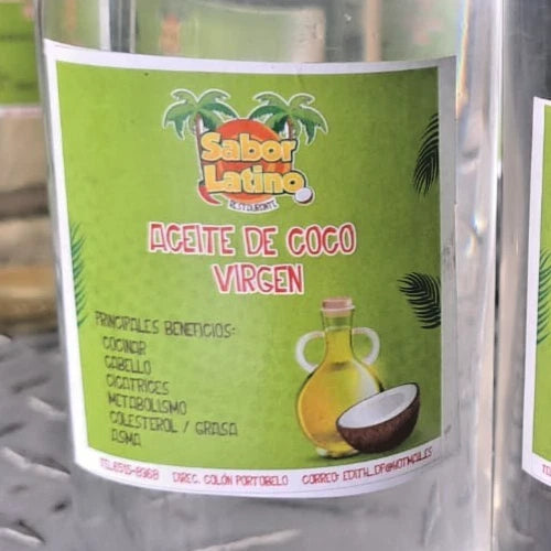 Organic Virgin Coconut Oil SABOR LATINO Panama 10 oz Natural Skin Cooking Lube