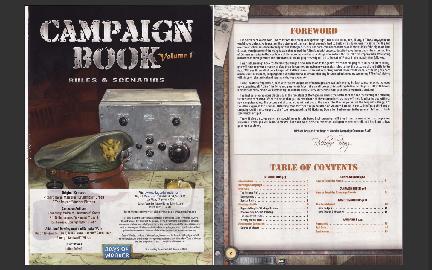 Memoir '44 Campaign Book Vol 1 – Reprint Booklet w/ Waterproof Cover