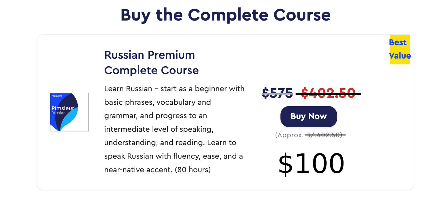 Pimsleur Russian Comprehensive: Levels 1-5 (Full Course) | 150 Lessons | 80+ Hours