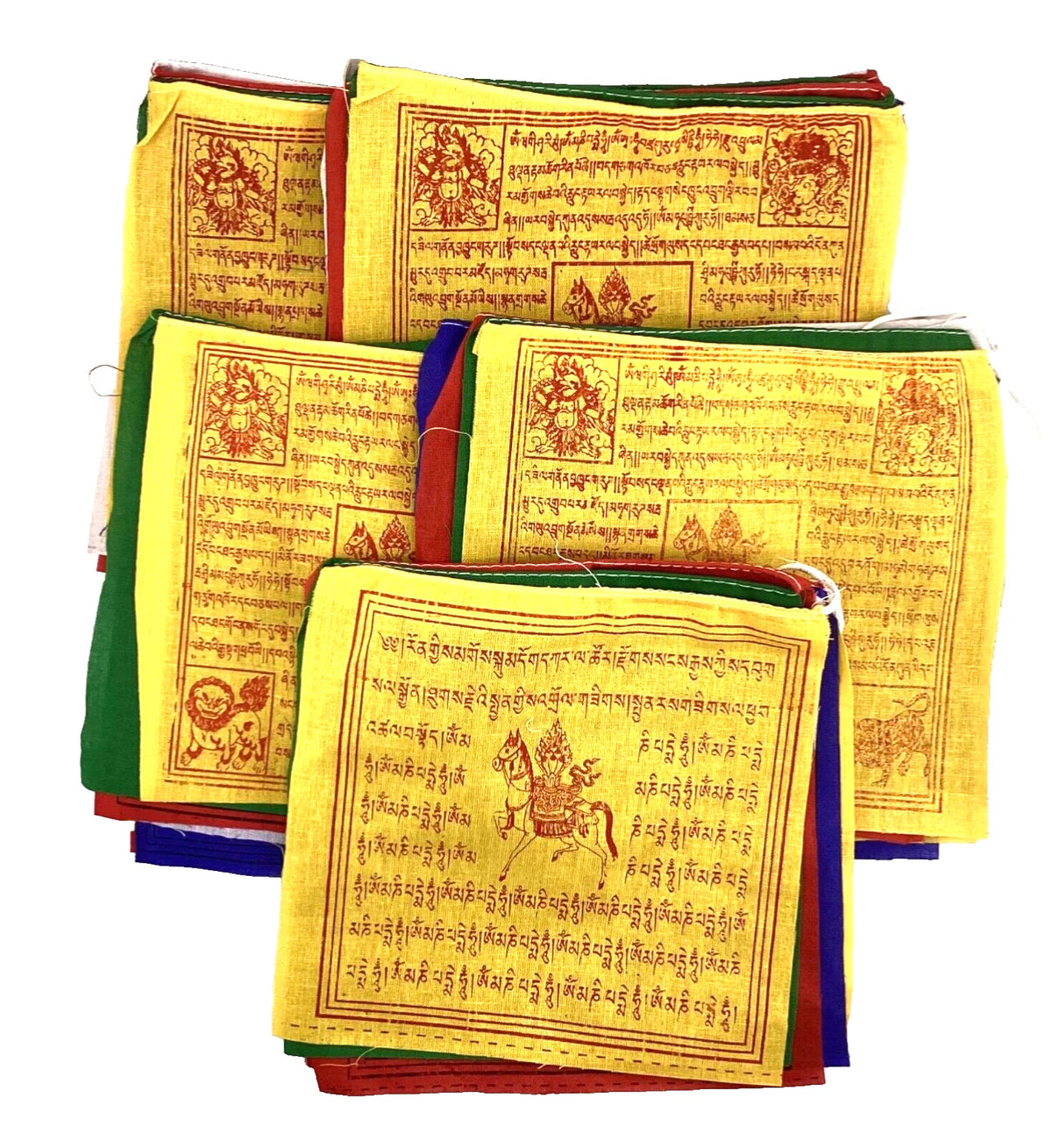 Tibetan Prayer Flags – 100% Cotton 50 Flags Pack (7x8 inches each) – Windhorse Blessings