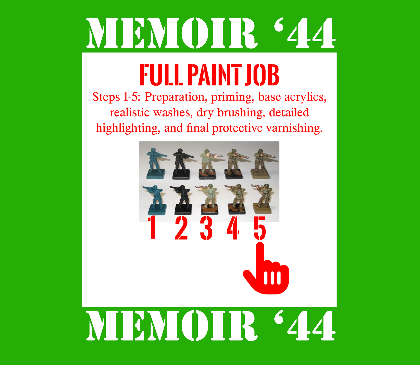 Memoir 44 Miniatures Painting Service – FULL PAINT JOB - Custom Painted Figures | Days of Wonder | Commands & Colors
