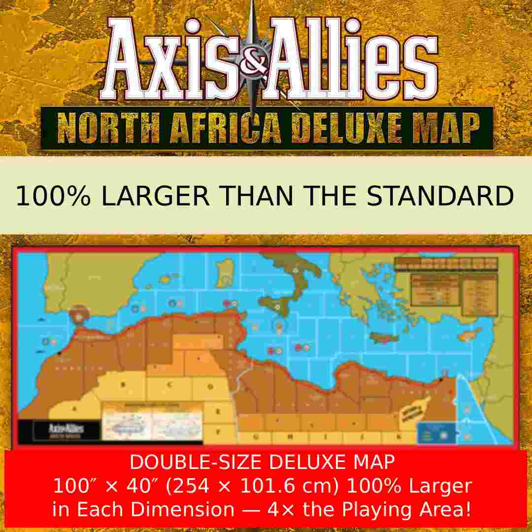 Axis & Allies North Africa Deluxe Vinyl Map – Double Size 100" x 40" (254 cm x 102 cm) – 100% Larger Than Standard - NOW SHIPPING