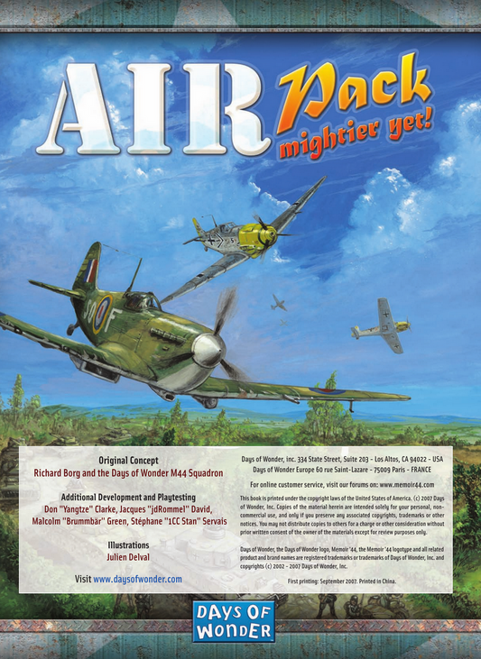 MEMOIR 44 AIR PACK BOOK Reprint Booklet Waterproof Cover AIR RULES 80 SCENARIOS