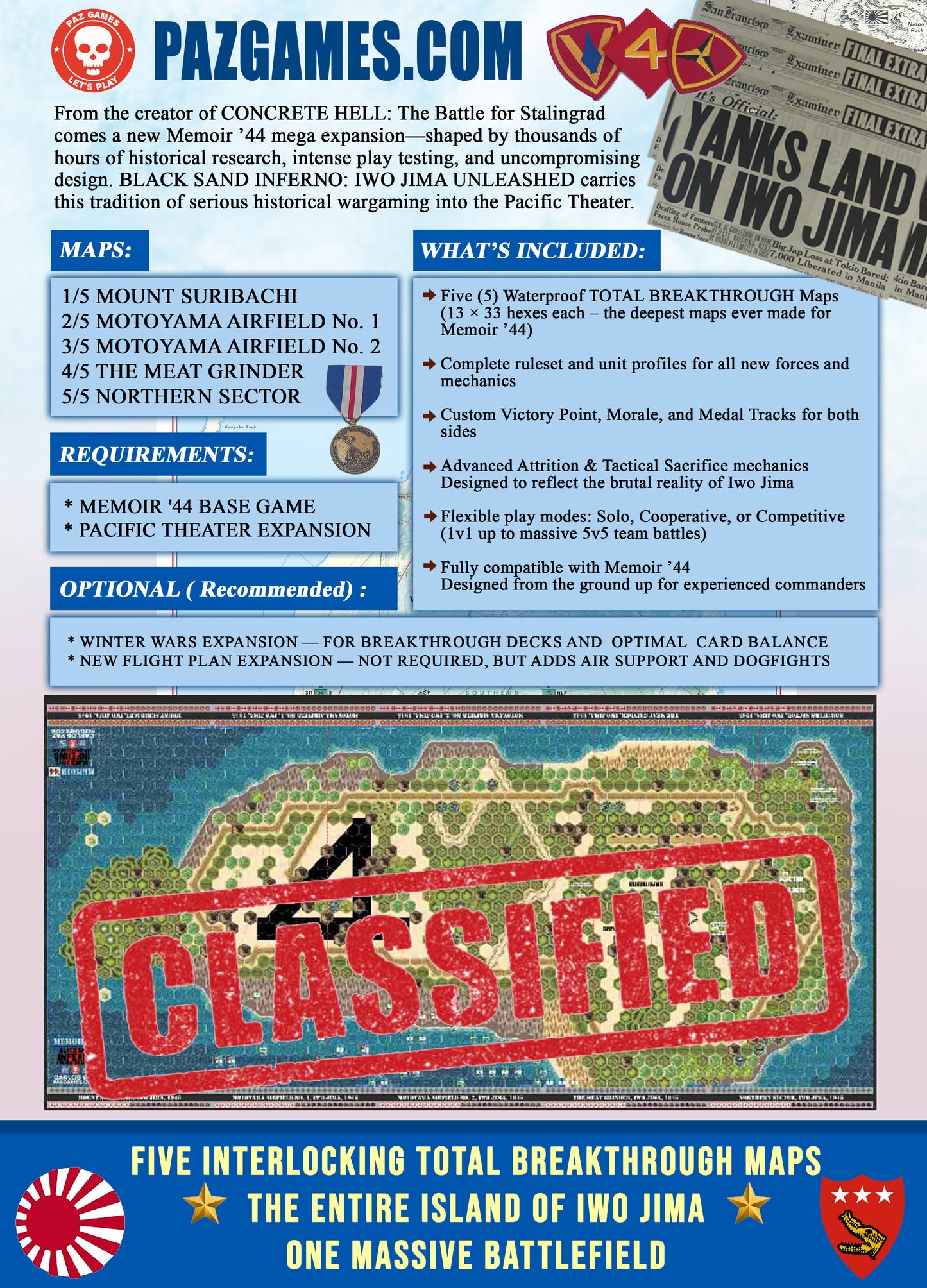 MEMOIR '44 BLACK SAND INFERNO: IWO JIMA UNLEASHED MEMOIR '44 EXPANSION - REQUIRES PACIFIC THEATER EXPANSION