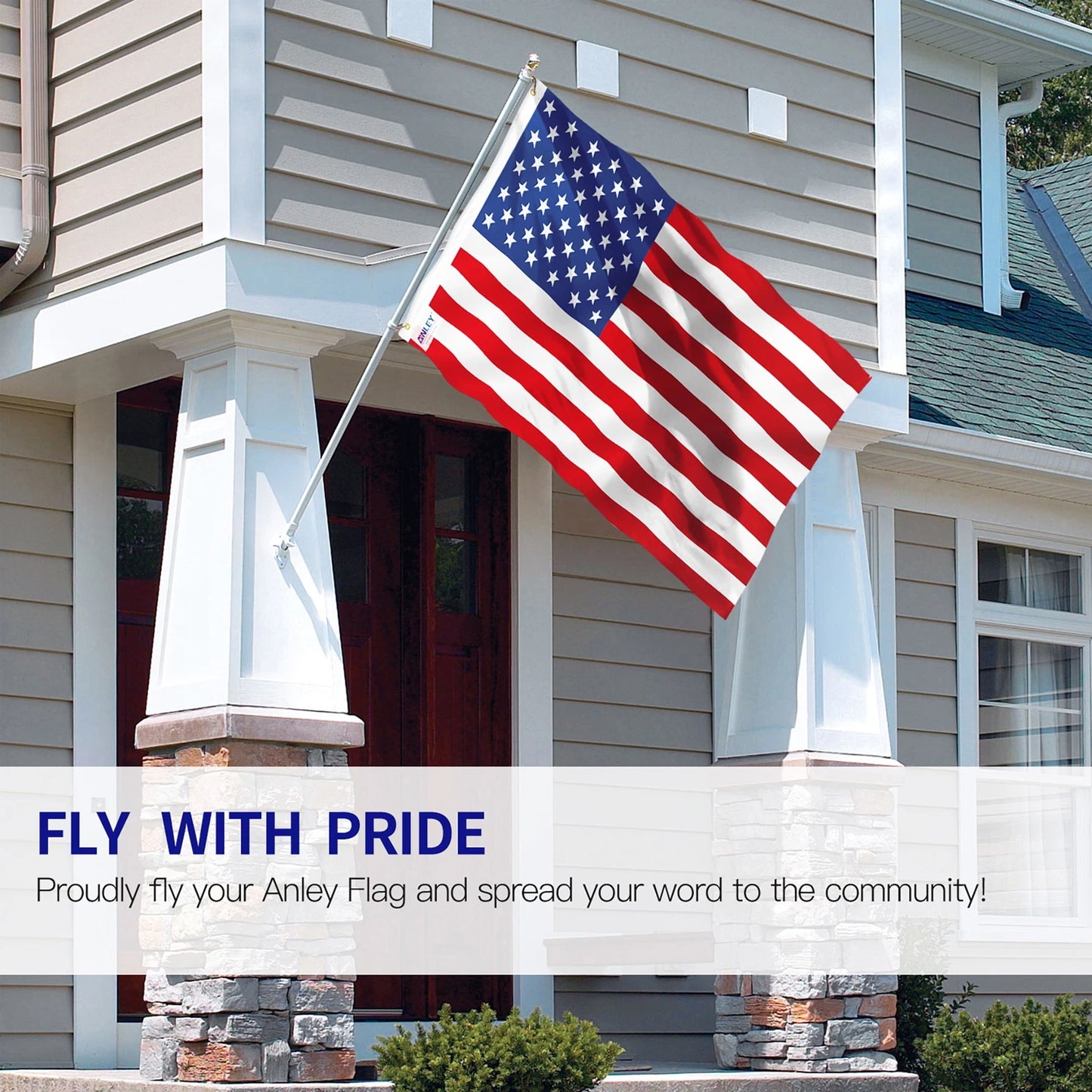 FLAG Anley Fly Breeze 3×5 ft American Flag – USA Flag  Lightweight Polyester | UV Fade Resistant | Brass Grommets | Double-Stitched