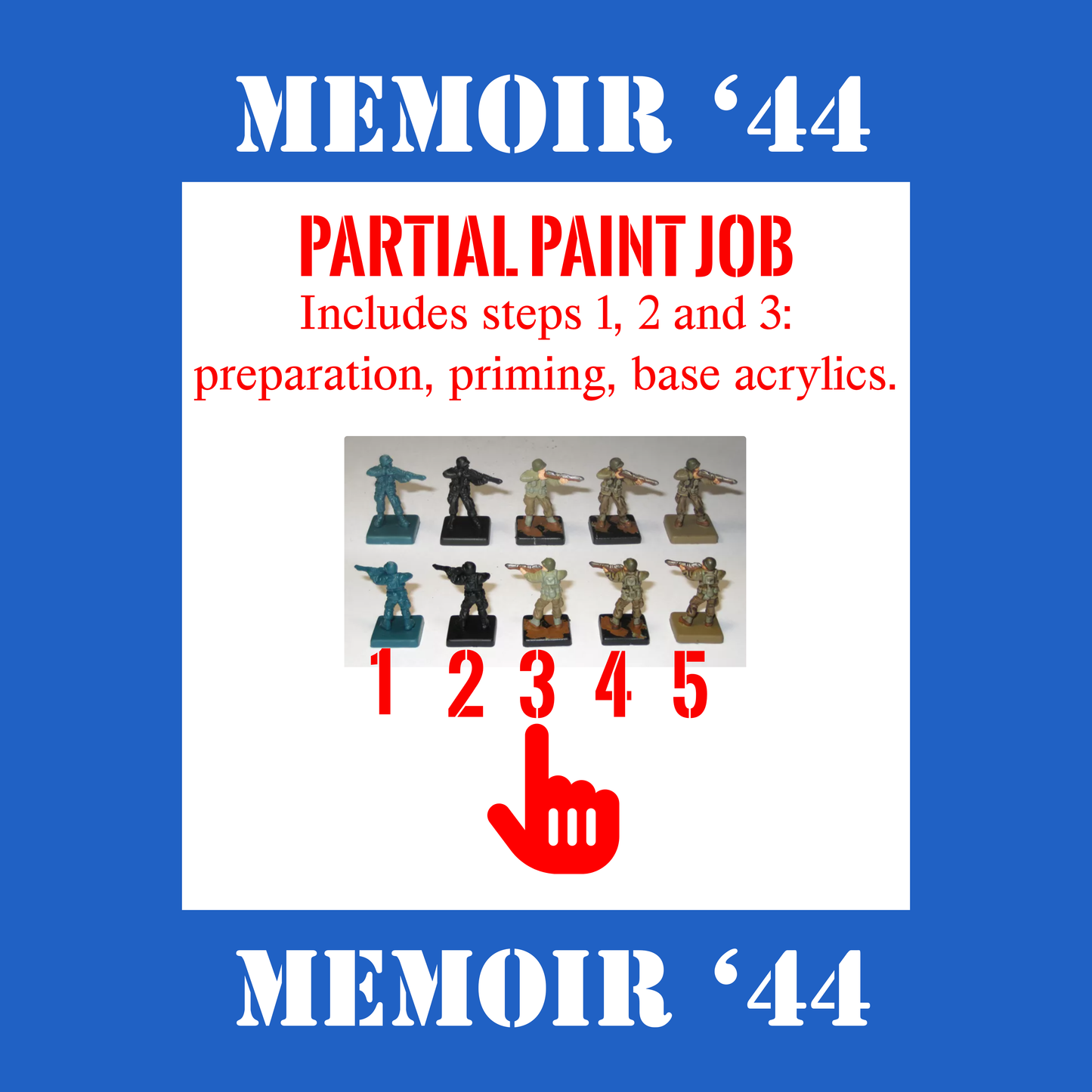 Memoir 44 Miniatures Basic Paint Service – Prep, Priming & Base Colors Only | Days of Wonder | Commands & Colors