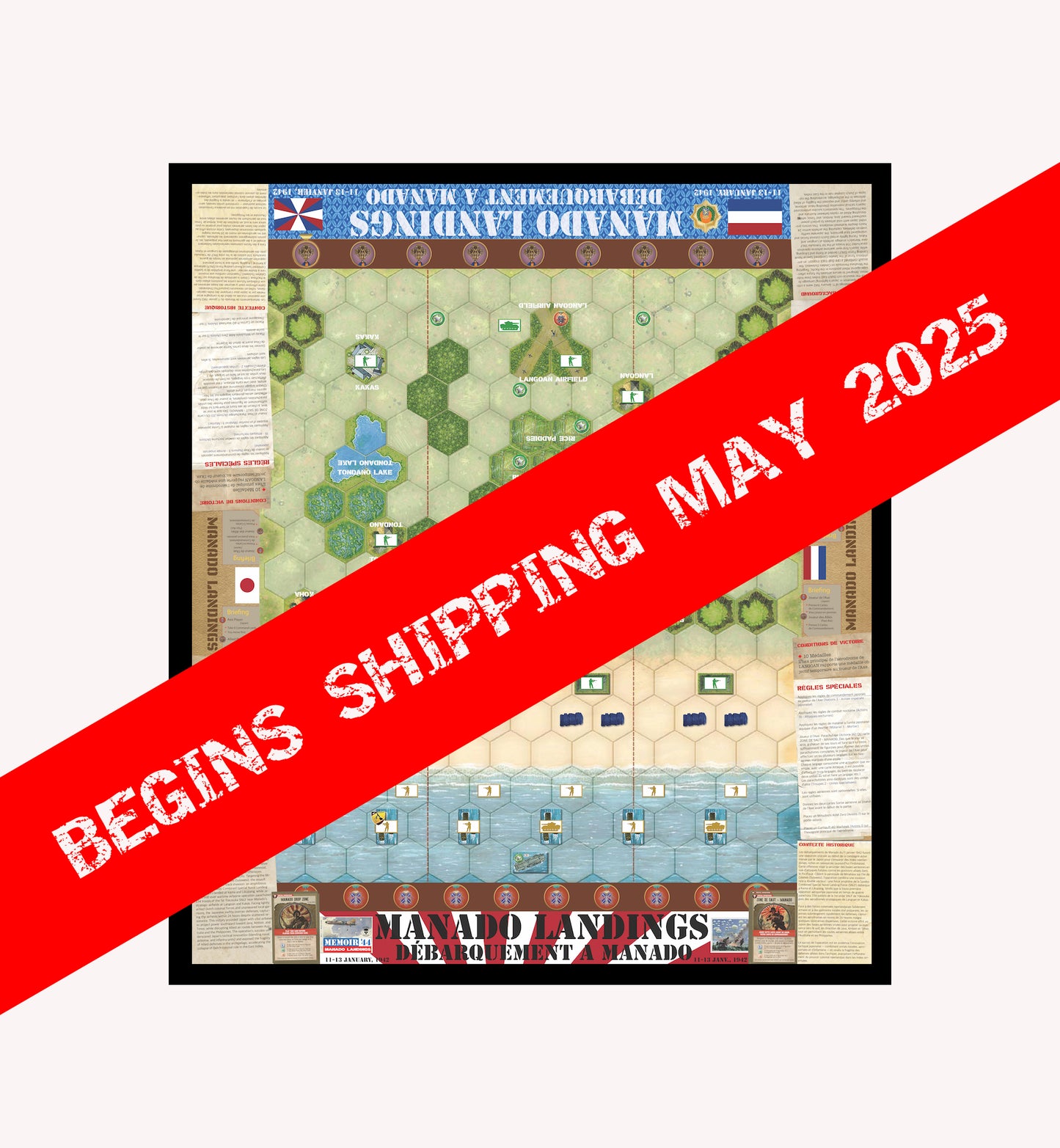 MEMOIR 44 BREAKTHROUGH MAT – MANADO LANDINGS (Waterproof, Bilingual ENGLISH & FRENCH)