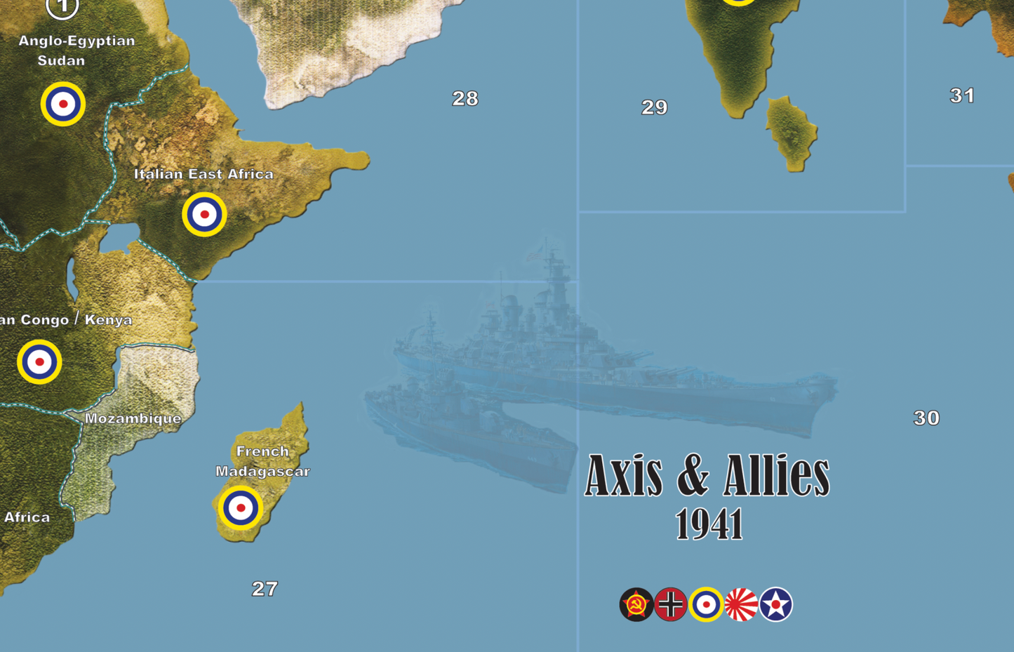 Axis & Allies 1941 Giant Game Mat – 33.98" x 63.98" Full Global Map | 100% Waterproof