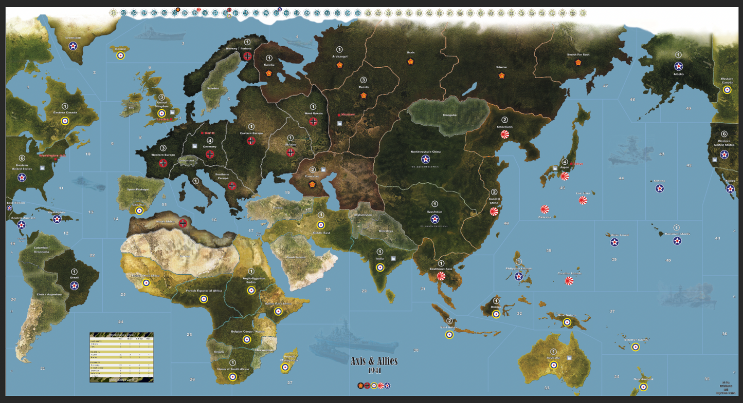Axis & Allies 1941 Giant Game Mat – 33.98" x 63.98" Full Global Map | 100% Waterproof