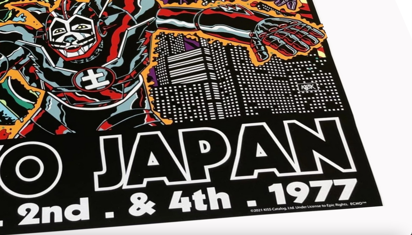 KISS Concert Poster Japan 1977 by Frank Kozik – WATERPROOF 36"x48" Rock Art ACE FREHLEY
