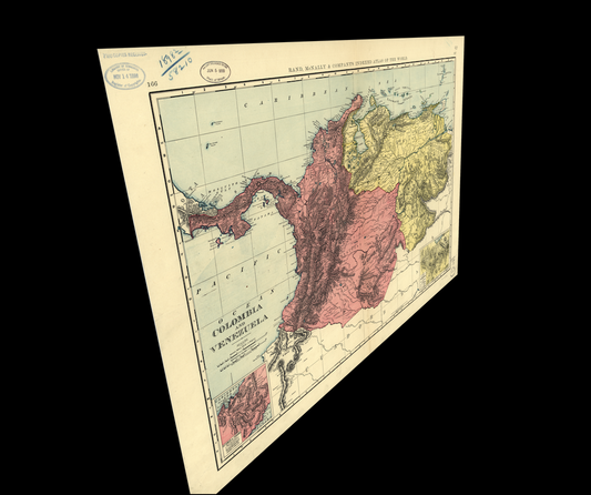 Vintage 1898 Rand McNally Map Colombia & Venezuela | WATERPROOF DELUXE VINYL REP