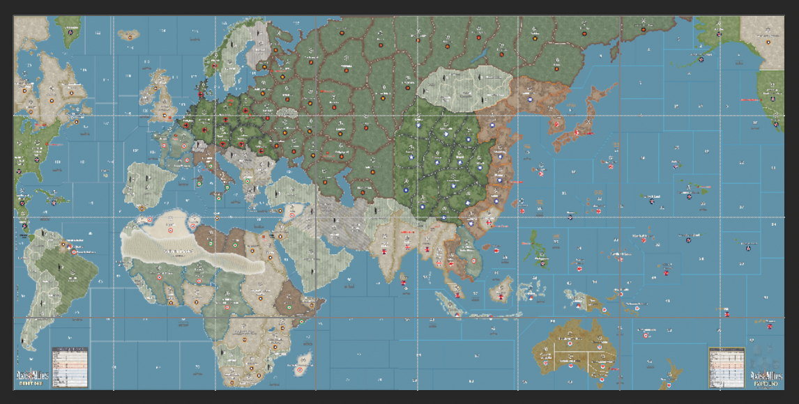 2024 Mat Axis & Allies mat 1940 Version 4.0JM GIANT FULL Global Map 100% WATERPROOF Axis and Allies 2024