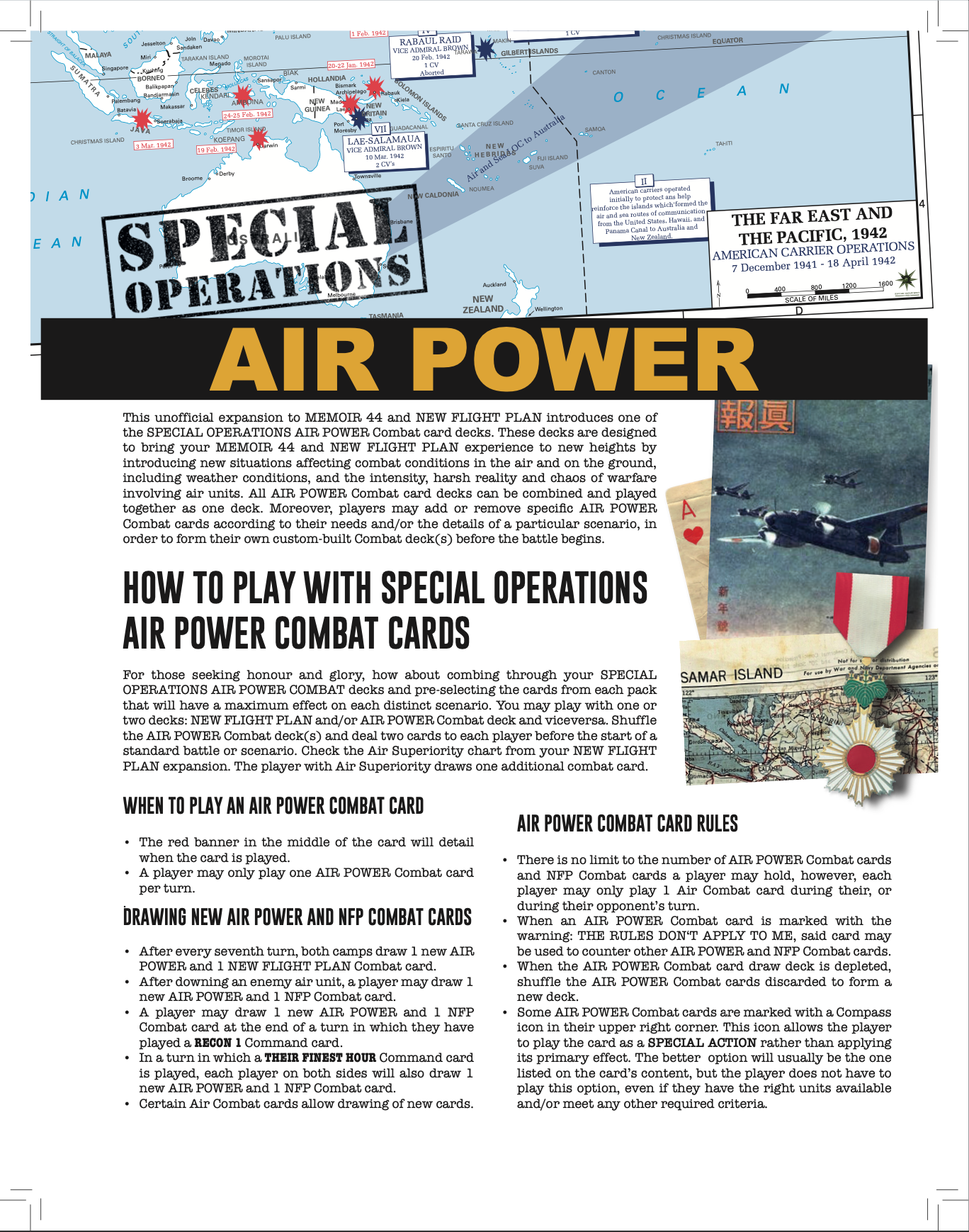 MEMOIR 44 PRINT & PLAY EXPANSION NEW FLIGHT PLAN: AIR POWER – SPECIAL OPERATIONS (VOLUME 01)  Set of 21 Air Power Combat Cards