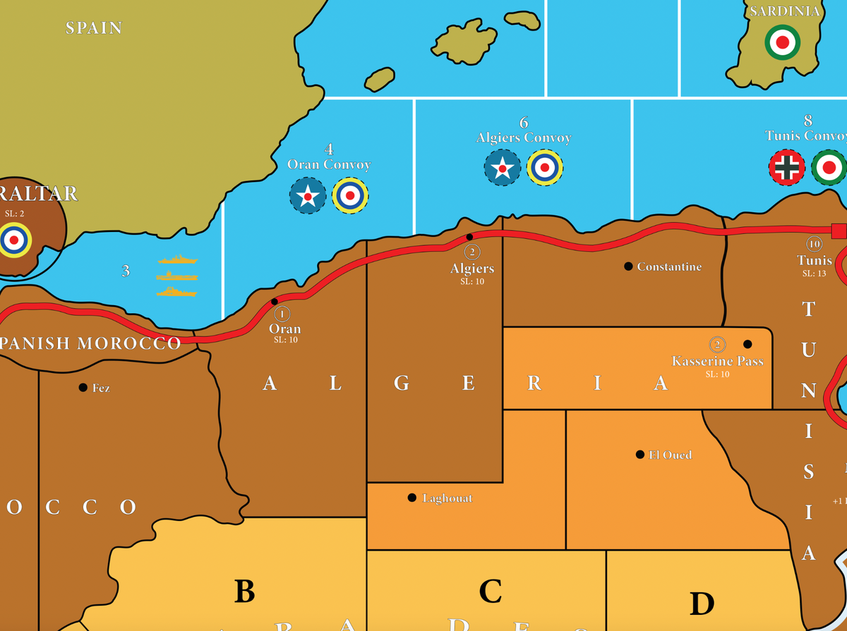 Axis & Allies North Africa Deluxe Vinyl Map – Double Size 100" x 40" (254 cm x 102 cm) – 100% Larger Than Standard - NOW SHIPPING