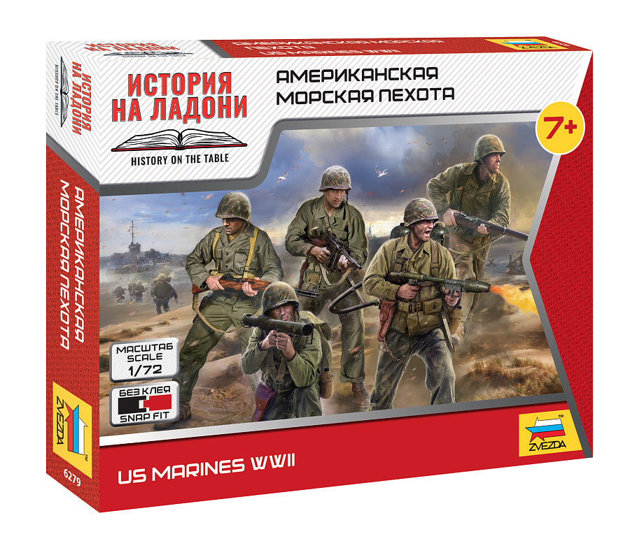 Zvezda 6279 – 1/72 Scale WWII United States Marine Infantry Squad 🇺🇸 Plastic Model Kit – New in Box