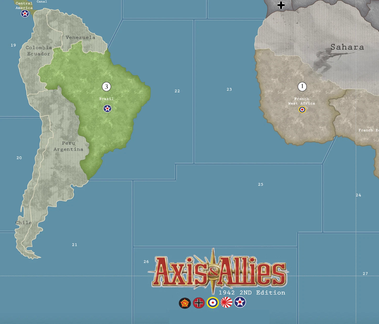 Axis & Allies 1942 Second Edition 100% Waterproof 34.32" x 60" DELUXE VINYL MAT