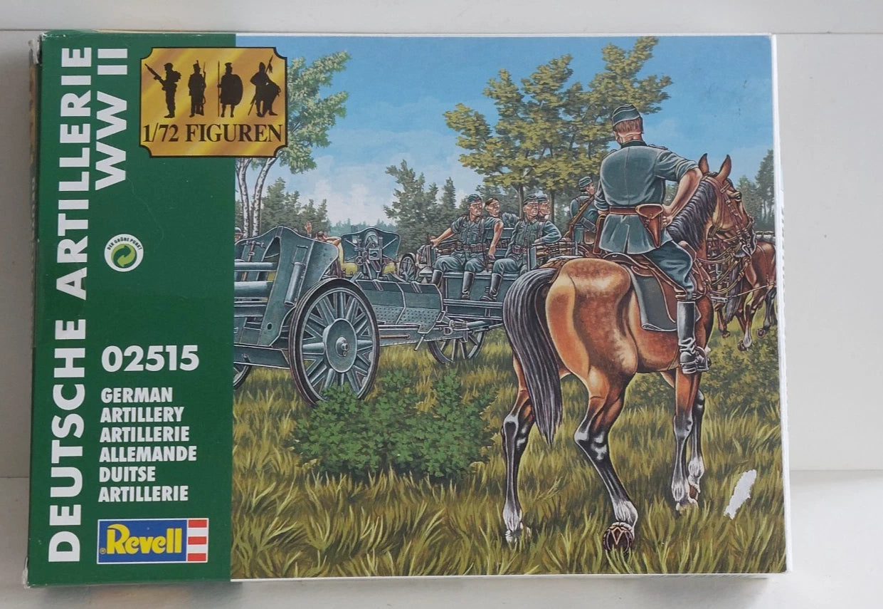 REVELL 1/72 WWII GERMAN ARTILLERY with CREW and horses – SET 02515 SHRINK REMOVED FOR INSPECTION - COMPLETE