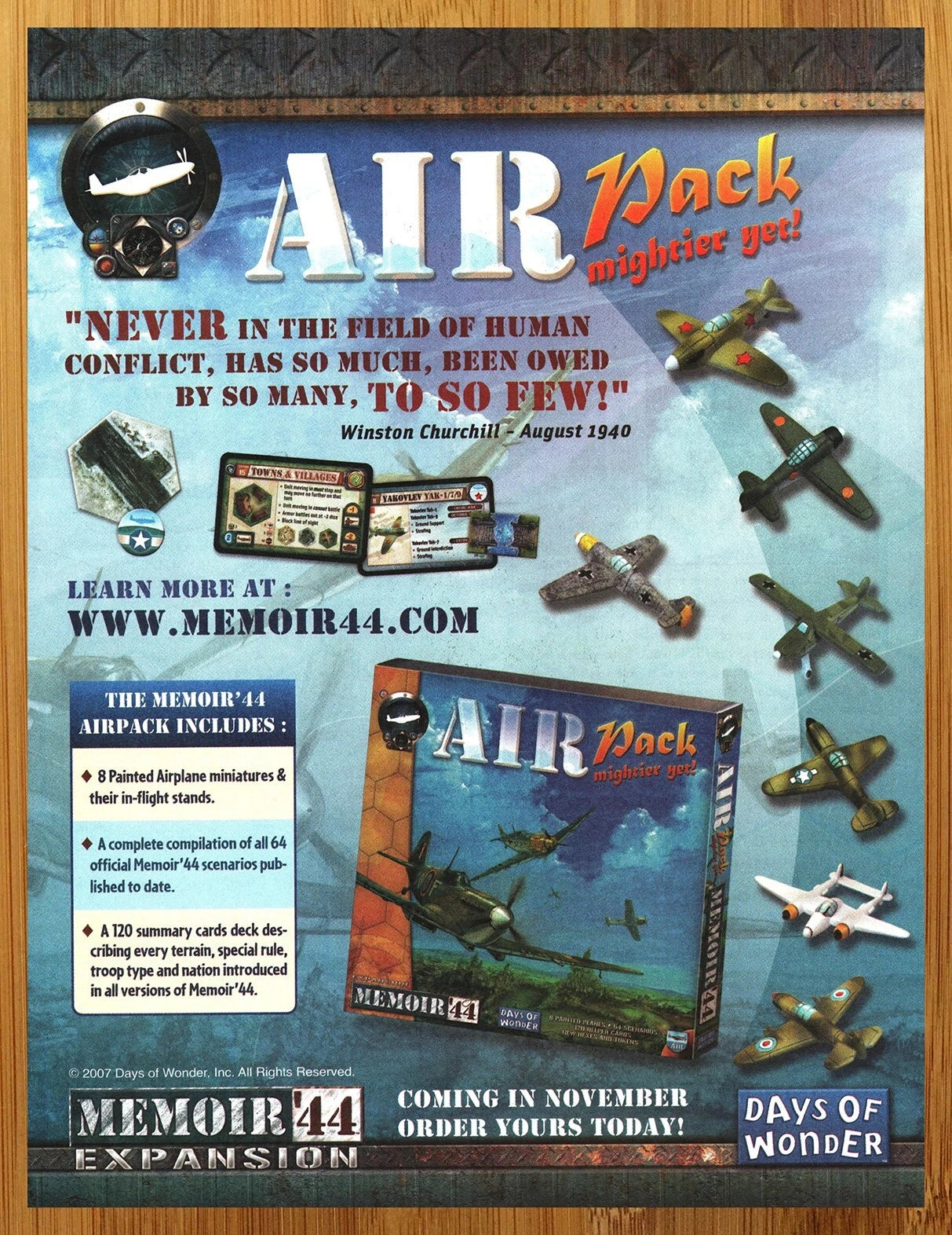 Memoir ’44 AIR PACK Expansion NEW IN SHRINK – 64 Scenarios, 8 Planes, 120 Cards
