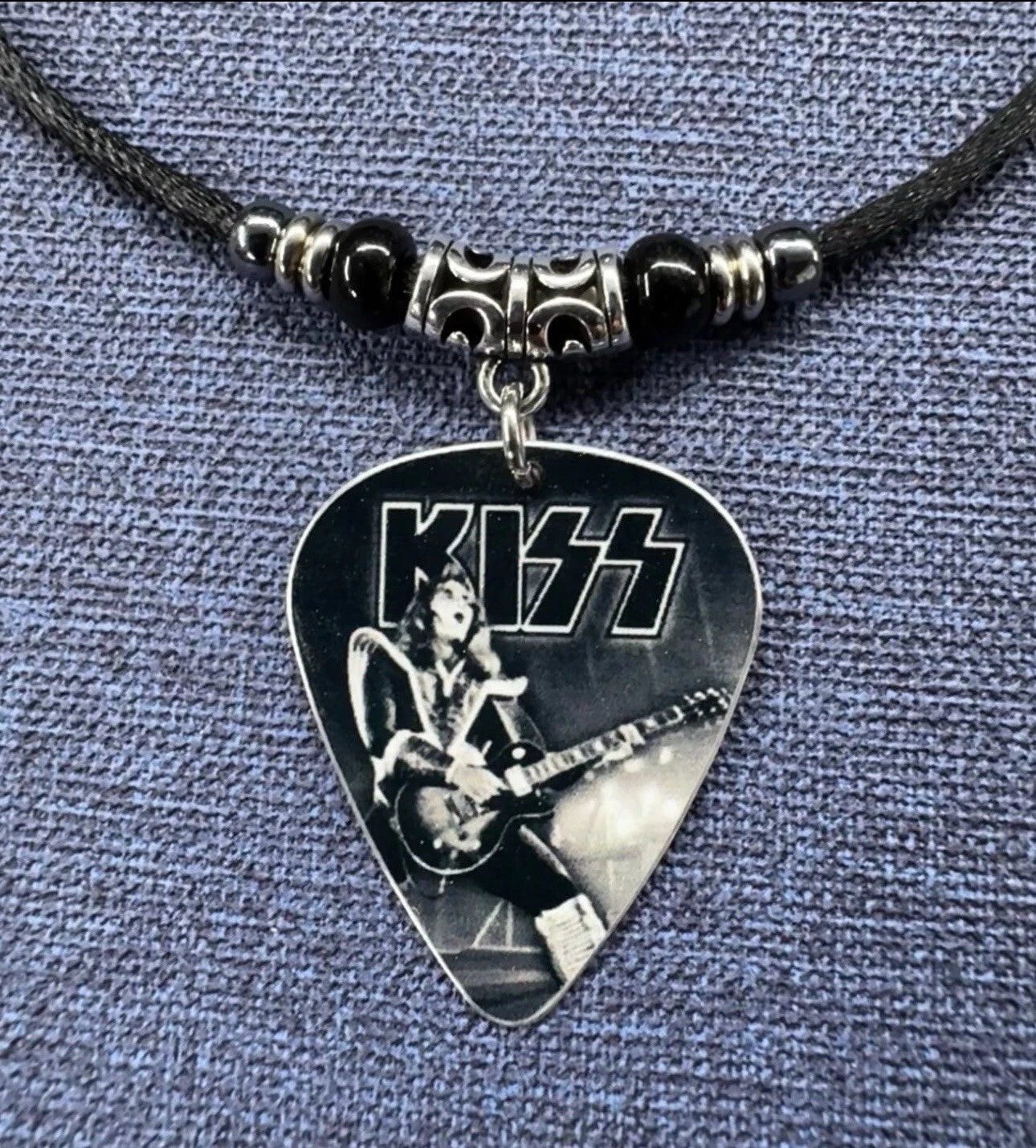KISS Ace Frehley Aluminum Guitar Pick Necklace – Handmade Rock Jewelry