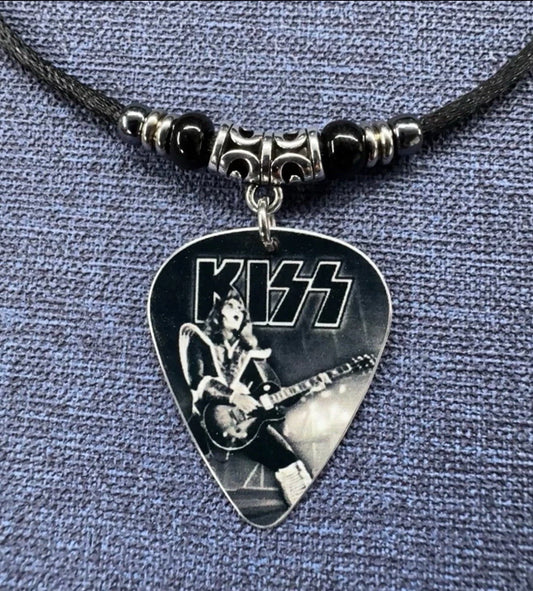 KISS Ace Frehley Aluminum Guitar Pick Necklace – Handmade Rock Jewelry